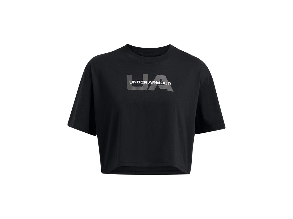 Under Armour Womens Boxy Crop Branded Short Sleeve T-Shirt - Quick Drying