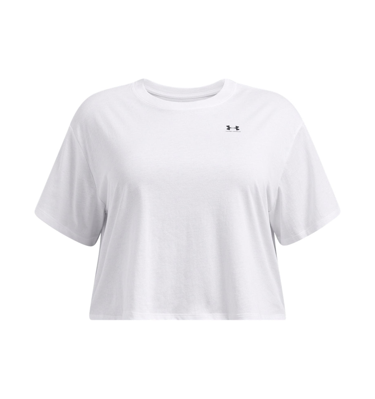 Under Armour Womens Boxy Crop Logo Short Sleeve T-Shirt - Quick-Drying Cotton Blend