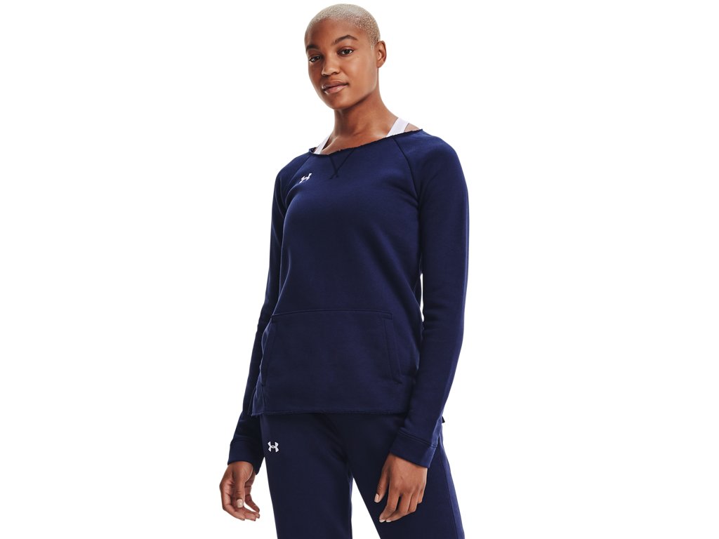 Under Armour Womens Hustle Fleece Crew Apparel - 4-Way Stretch Material