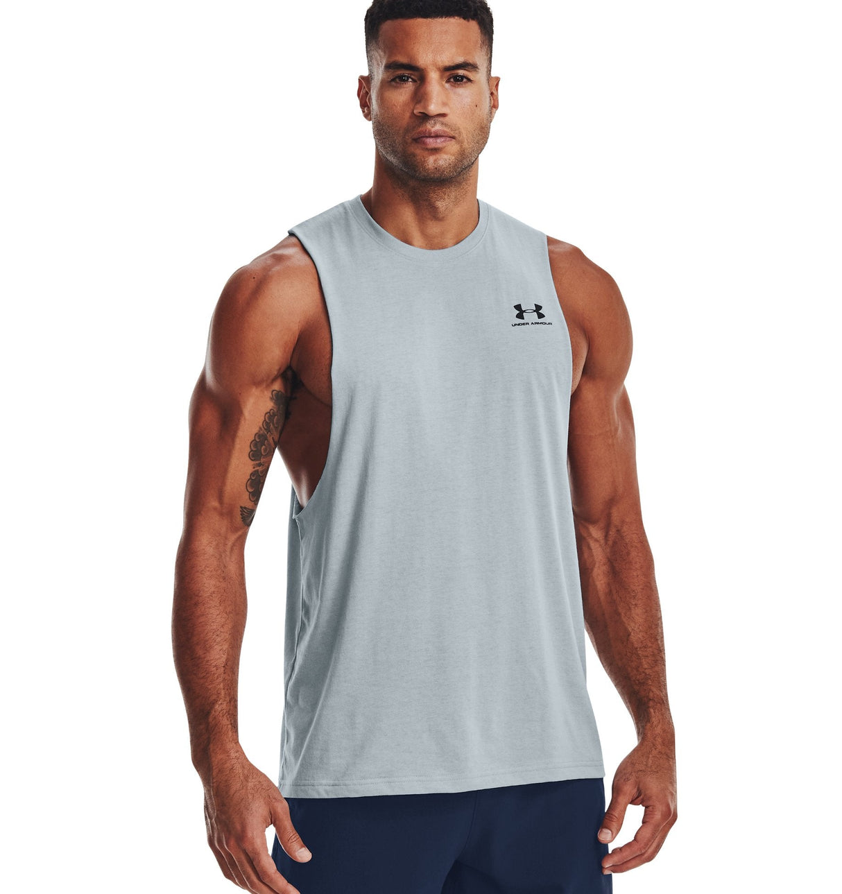 Under Armour Mens Left Chest Cut-Off Tank - Quick-Drying