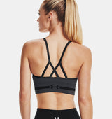 Under Armour Womens Seamless Low Long Heather Sports Bra - Adjustable Cross Back Design