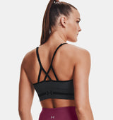 Under Armour Womens Seamless Low Long Heather Sports Bra - Adjustable Cross Back Design