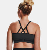 Under Armour Womens Seamless Low Long Heather Sports Bra - Adjustable Cross Back Design