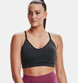 Under Armour Womens Seamless Low Long Heather Sports Bra - Adjustable Cross Back Design