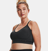 Under Armour Womens Seamless Low Long Heather Sports Bra - Adjustable Cross Back Design