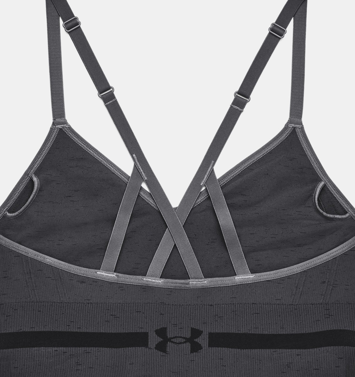 Under Armour Womens Seamless Low Long Heather Sports Bra - Adjustable Cross Back Design