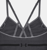 Under Armour Womens Seamless Low Long Heather Sports Bra - Adjustable Cross Back Design
