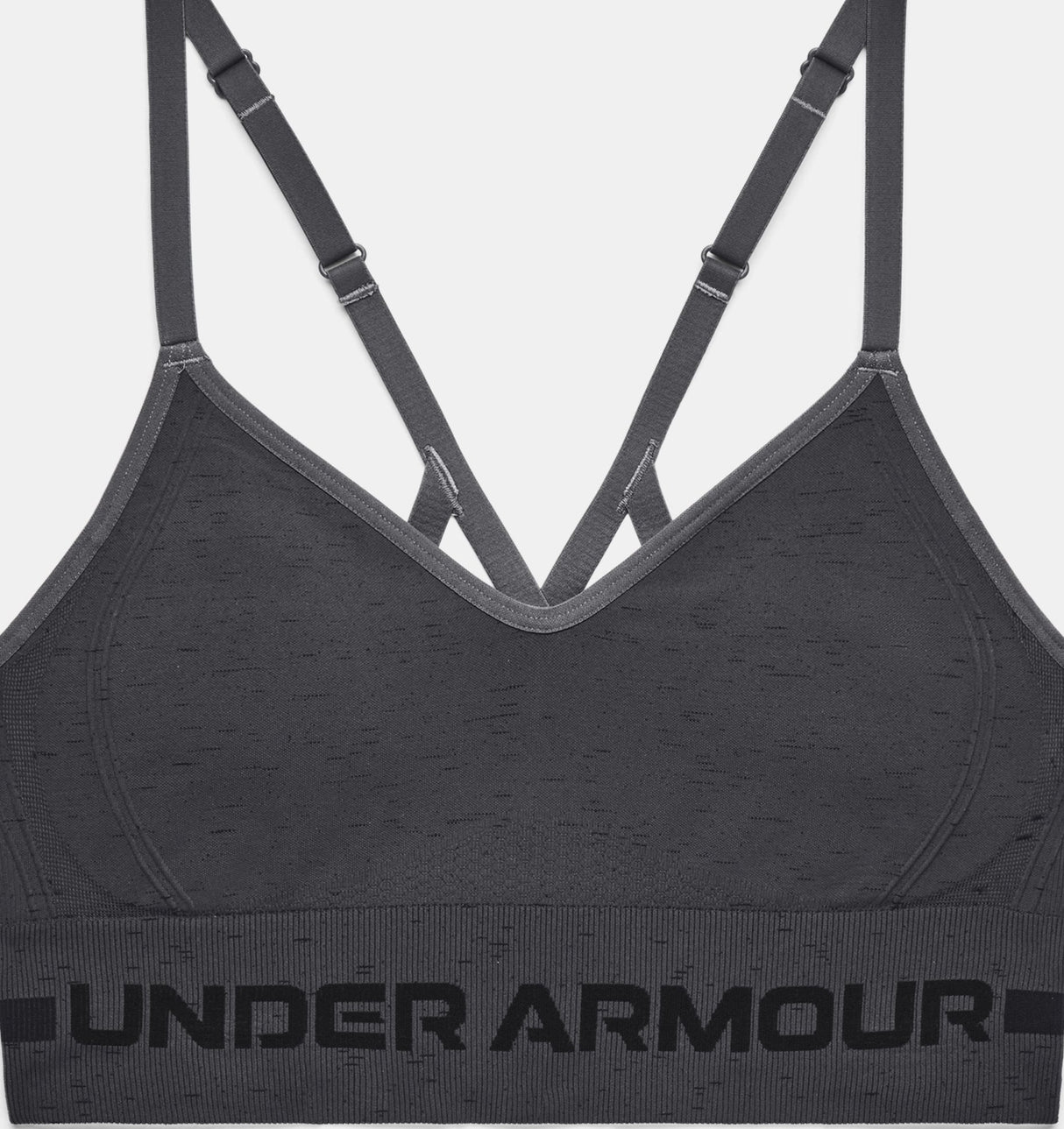 Under Armour Womens Seamless Low Long Heather Sports Bra - Adjustable Cross Back Design