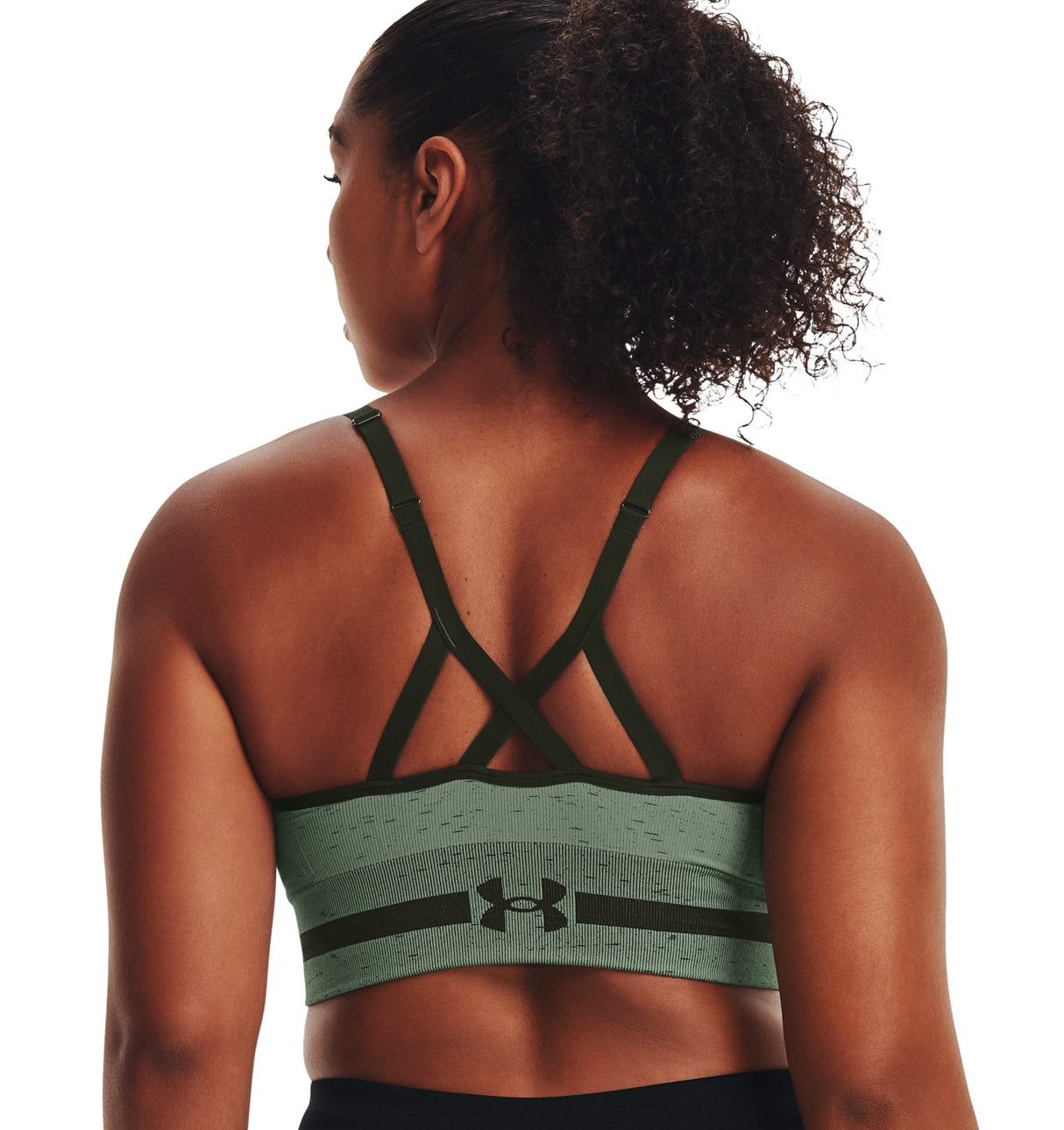 Under Armour Womens Seamless Low Long Heather Sports Bra - Adjustable Cross Back Design