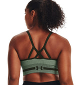 Under Armour Womens Seamless Low Long Heather Sports Bra - Adjustable Cross Back Design