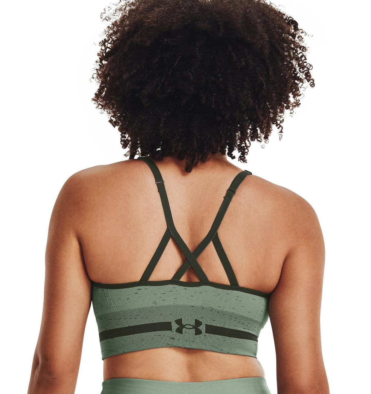 Under Armour Womens Seamless Low Long Heather Sports Bra - Adjustable Cross Back Design