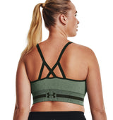 Under Armour Womens Seamless Low Long Heather Sports Bra - Adjustable Cross Back Design