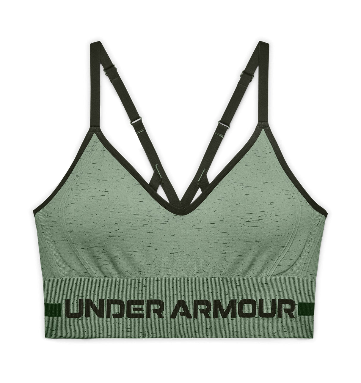 Under Armour Womens Seamless Low Long Heather Sports Bra - Adjustable Cross Back Design
