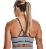 Under Armour Womens Seamless Low Long Heather Sports Bra - Adjustable Cross Back Design