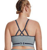 Under Armour Womens Seamless Low Long Heather Sports Bra - Adjustable Cross Back Design