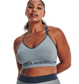 Under Armour Womens Seamless Low Long Heather Sports Bra - Adjustable Cross Back Design