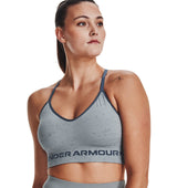 Under Armour Womens Seamless Low Long Heather Sports Bra - Adjustable Cross Back Design