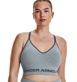 Under Armour Womens Seamless Low Long Heather Sports Bra - Adjustable Cross Back Design