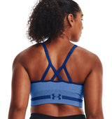 Under Armour Womens Seamless Low Long Heather Sports Bra - Adjustable Cross Back Design
