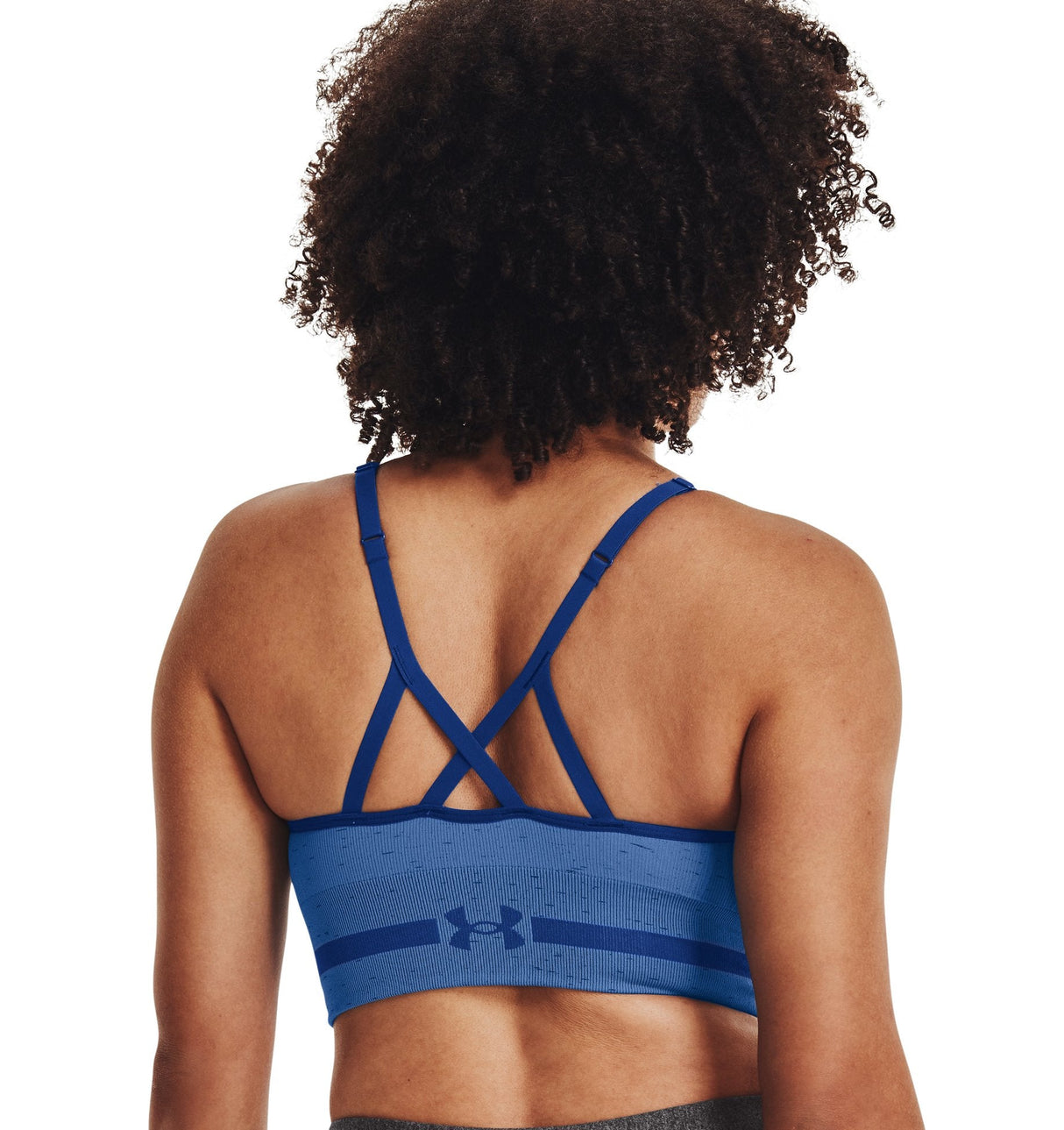 Under Armour Womens Seamless Low Long Heather Sports Bra - Adjustable Cross Back Design