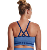 Under Armour Womens Seamless Low Long Heather Sports Bra - Adjustable Cross Back Design