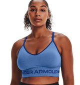 Under Armour Womens Seamless Low Long Heather Sports Bra - Adjustable Cross Back Design