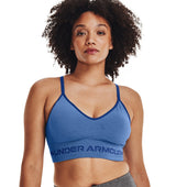 Under Armour Womens Seamless Low Long Heather Sports Bra - Adjustable Cross Back Design