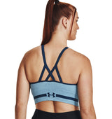 Under Armour Womens Seamless Low Long Heather Sports Bra - Adjustable Cross Back Design