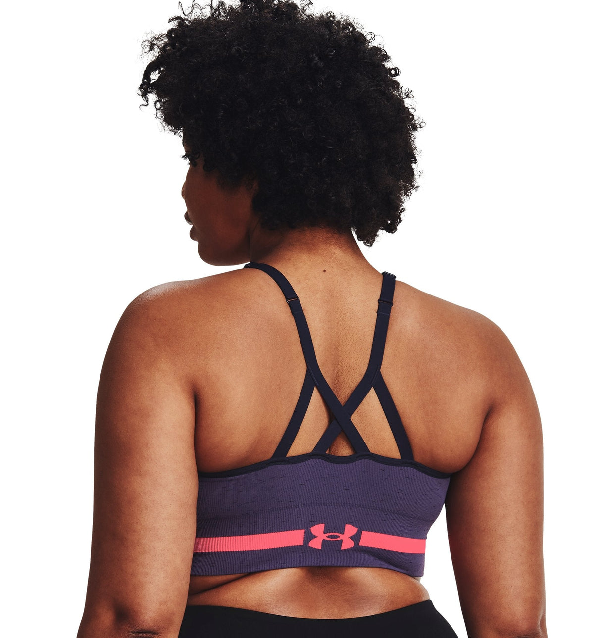 Under Armour Womens Seamless Low Long Heather Sports Bra - Adjustable Cross Back Design