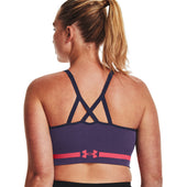 Under Armour Womens Seamless Low Long Heather Sports Bra - Adjustable Cross Back Design