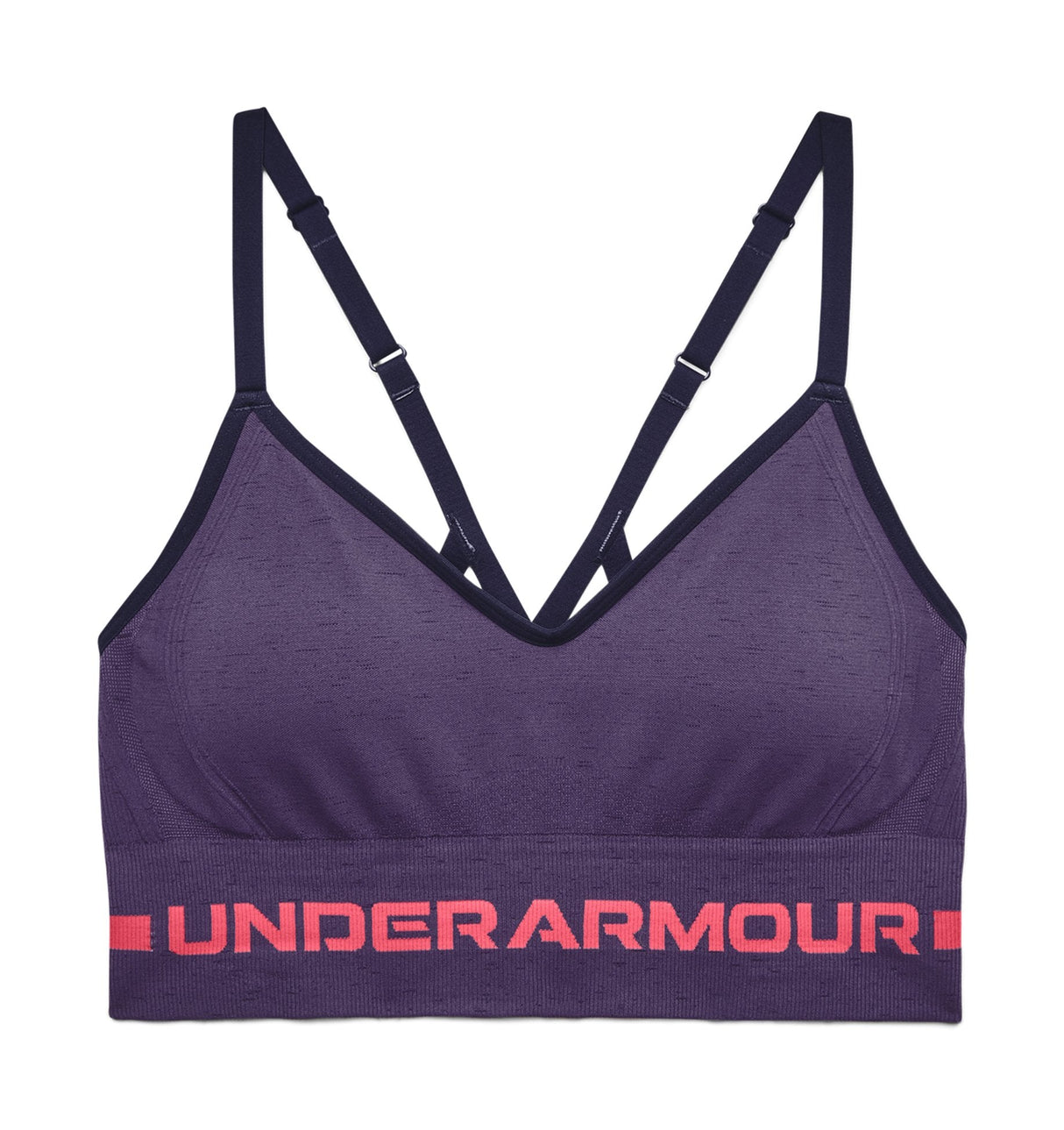 Under Armour Womens Seamless Low Long Heather Sports Bra - Adjustable Cross Back Design