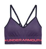 Under Armour Womens Seamless Low Long Heather Sports Bra - Adjustable Cross Back Design