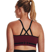 Under Armour Womens Seamless Low Long Heather Sports Bra - Adjustable Cross Back Design