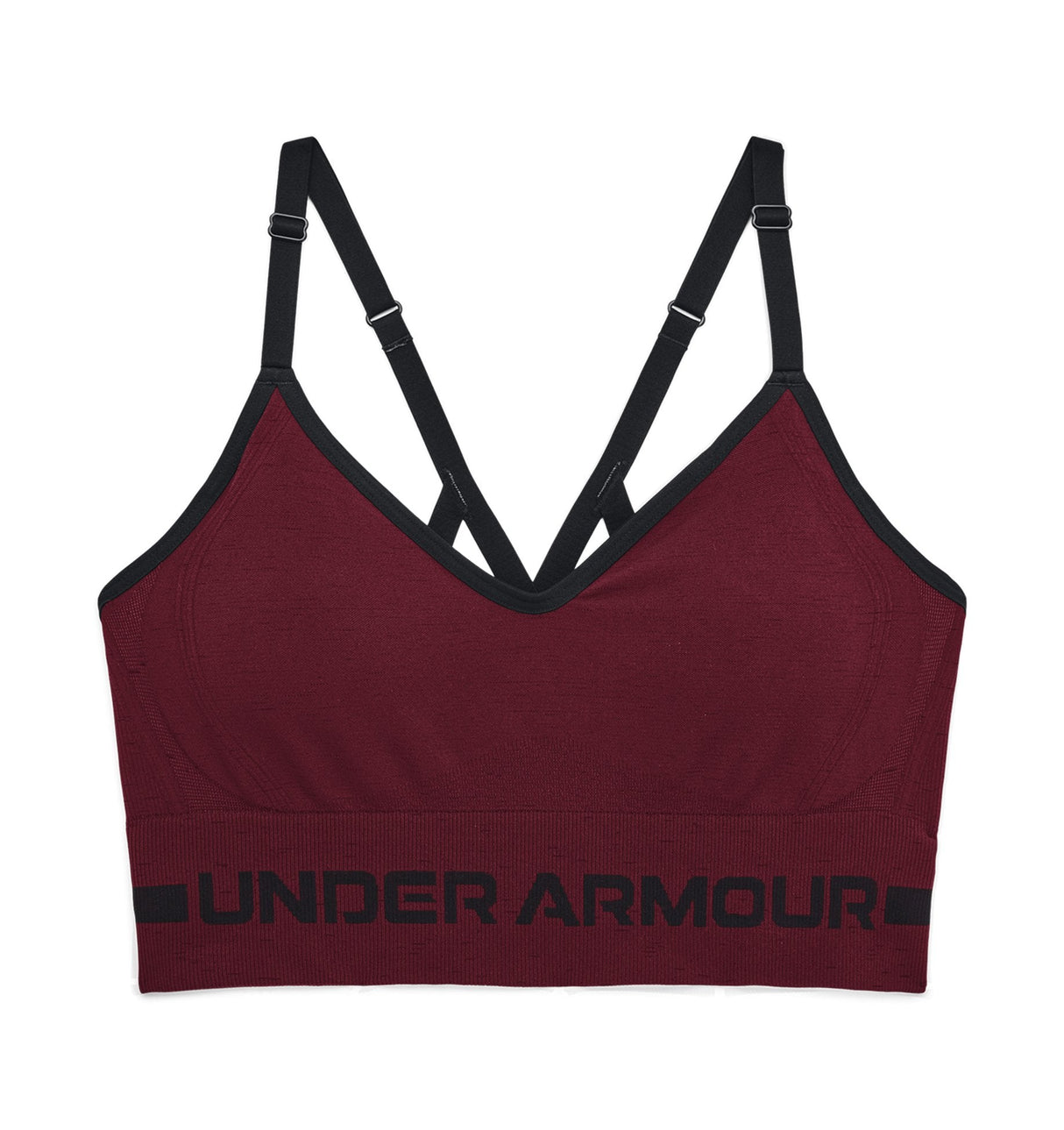 Under Armour Womens Seamless Low Long Heather Sports Bra - Adjustable Cross Back Design