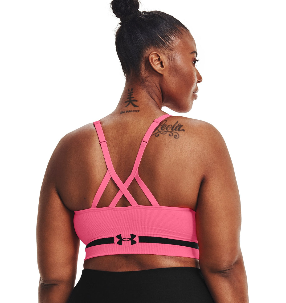 Under Armour Womens Seamless Low Long Heather Sports Bra - Adjustable Cross Back Design