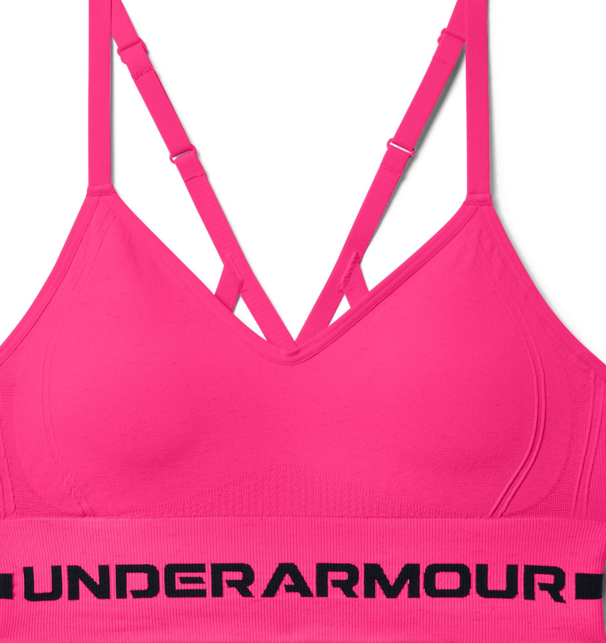 Under Armour Womens Seamless Low Long Heather Sports Bra - Adjustable Cross Back Design