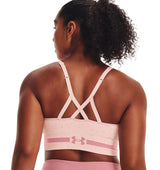 Under Armour Womens Seamless Low Long Heather Sports Bra - Adjustable Cross Back Design