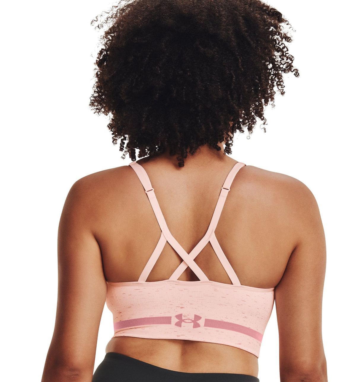 Under Armour Womens Seamless Low Long Heather Sports Bra - Adjustable Cross Back Design