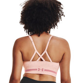Under Armour Womens Seamless Low Long Heather Sports Bra - Adjustable Cross Back Design