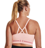 Under Armour Womens Seamless Low Long Heather Sports Bra - Adjustable Cross Back Design