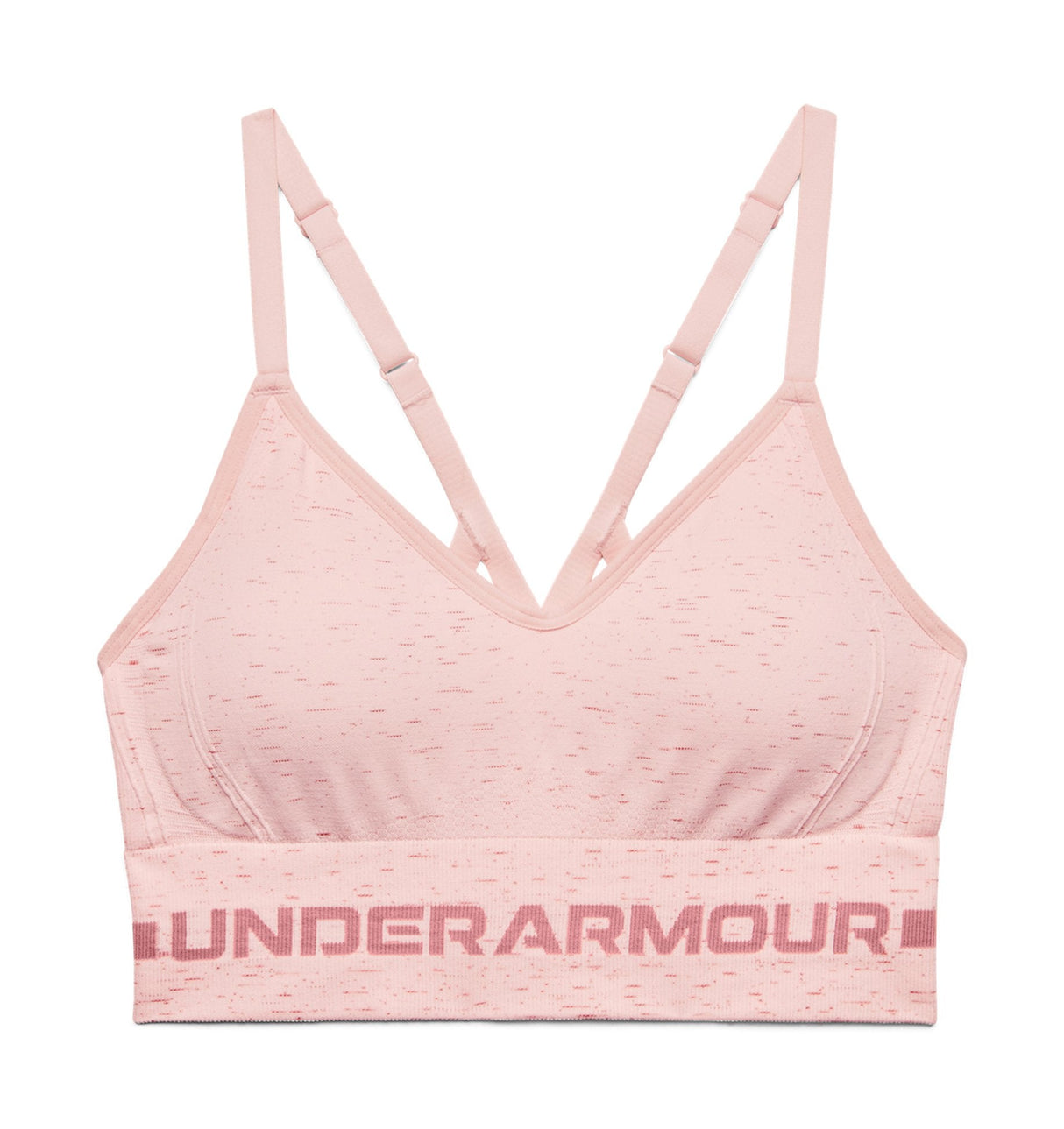 Under Armour Womens Seamless Low Long Heather Sports Bra - Adjustable Cross Back Design
