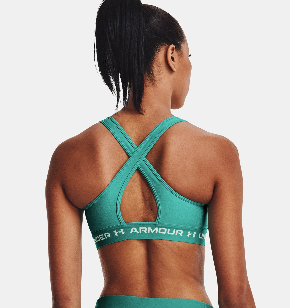 Under Armour Women Mid Crossback Heather Sports Bra - Strategic Support for Medium-Intensity Activities