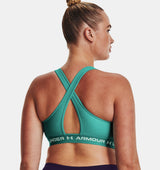 Under Armour Women Mid Crossback Heather Sports Bra - Strategic Support for Medium-Intensity Activities