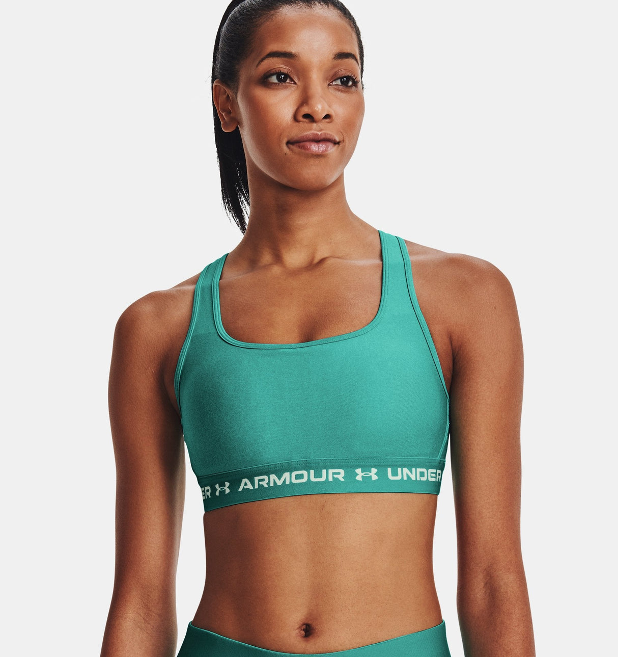 Under Armour Women Mid Crossback Heather Sports Bra - Strategic Support for Medium-Intensity Activities