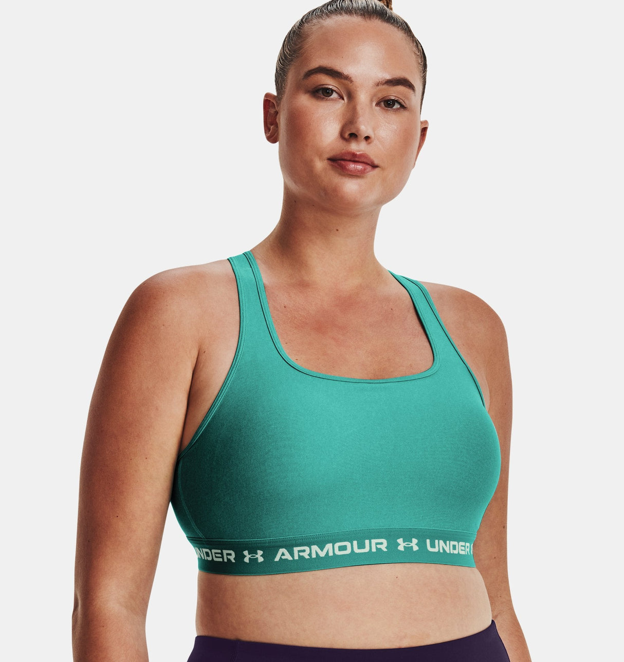 Under Armour Women Mid Crossback Heather Sports Bra - Strategic Support for Medium-Intensity Activities