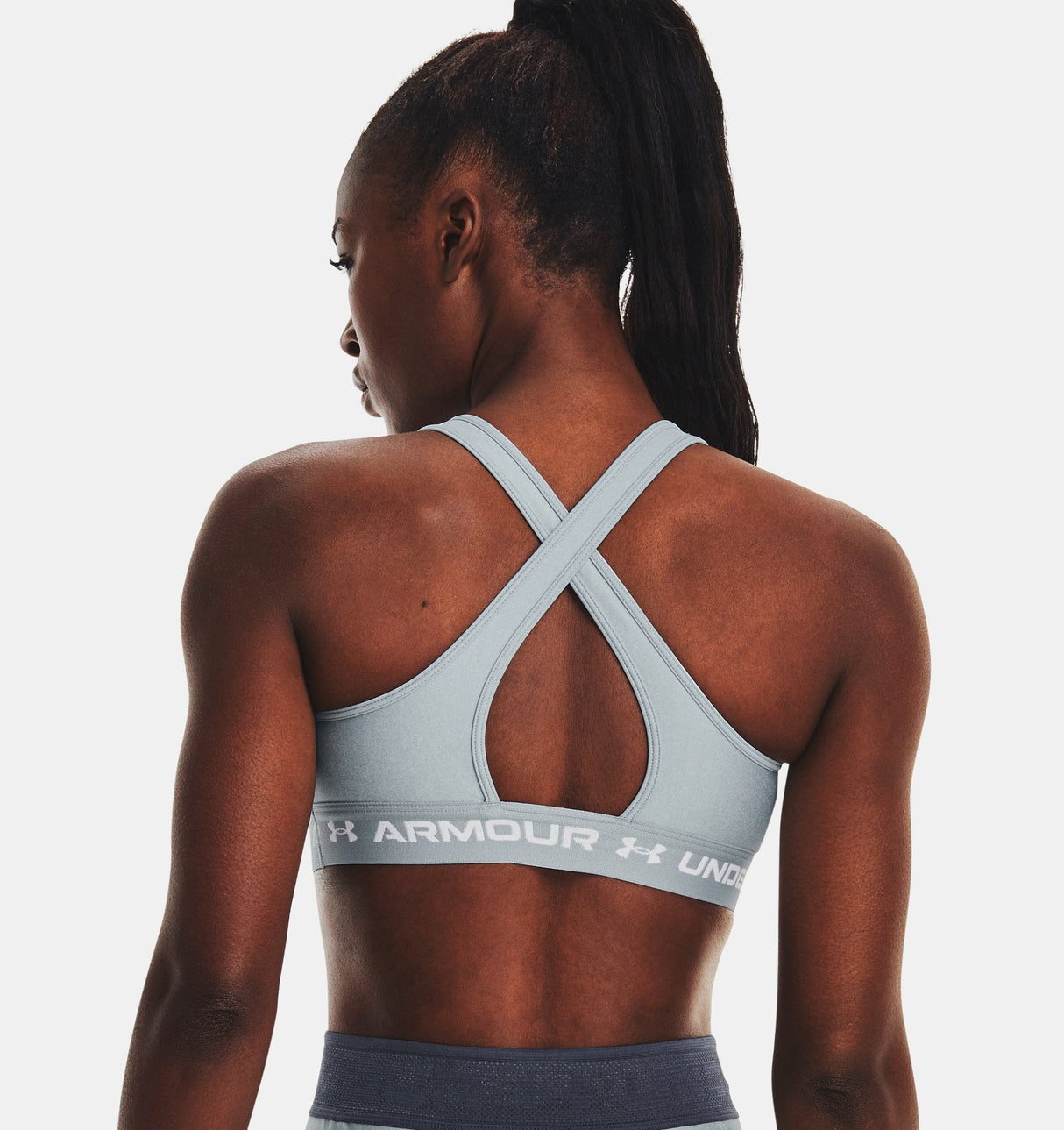 Under Armour Women Mid Crossback Heather Sports Bra - Strategic Support for Medium-Intensity Activities