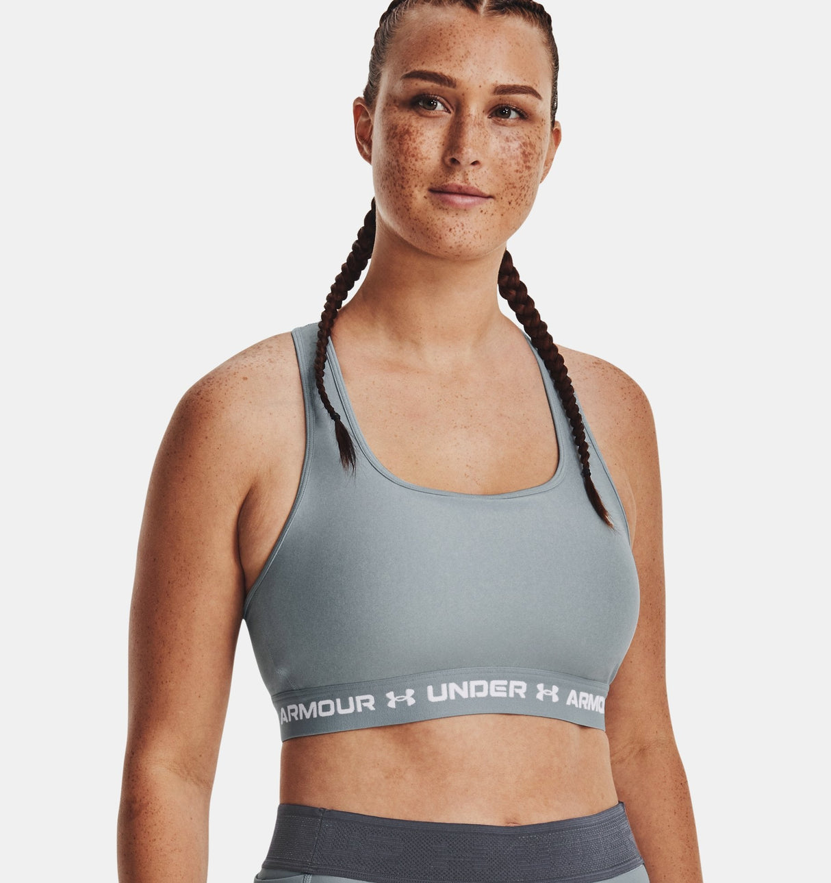 Under Armour Women Mid Crossback Heather Sports Bra - Strategic Support for Medium-Intensity Activities