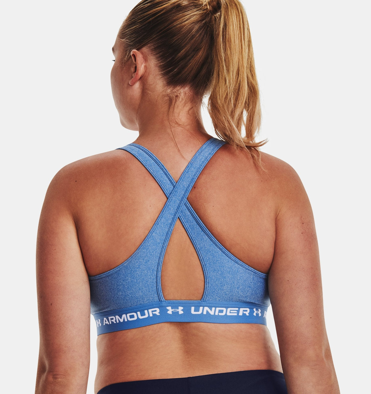 Under Armour Women Mid Crossback Heather Sports Bra - Strategic Support for Medium-Intensity Activities