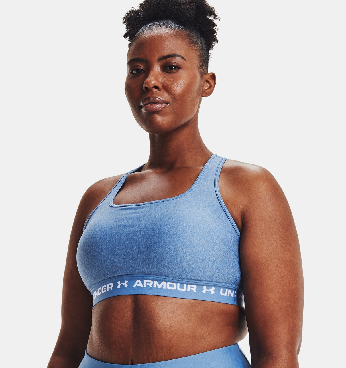 Under Armour Women Mid Crossback Heather Sports Bra - Strategic Support for Medium-Intensity Activities