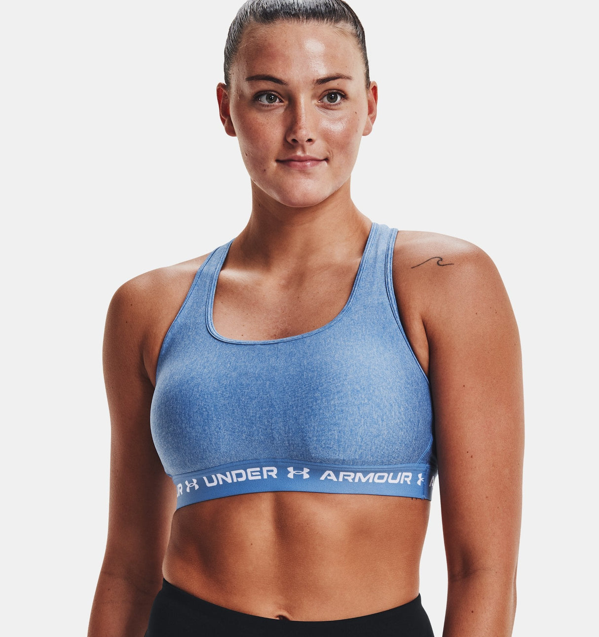 Under Armour Women Mid Crossback Heather Sports Bra - Strategic Support for Medium-Intensity Activities